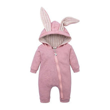 Carregar imagem no visualizador da galeria, Tops spring and autumn mother baby jumpsuit  with big ear newborn baby clothes  Zipper cute kids clothing
