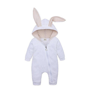 Tops spring and autumn mother baby jumpsuit  with big ear newborn baby clothes  Zipper cute kids clothing