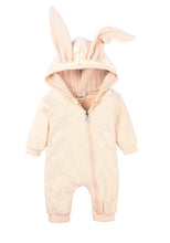 Carregar imagem no visualizador da galeria, Tops spring and autumn mother baby jumpsuit  with big ear newborn baby clothes  Zipper cute kids clothing
