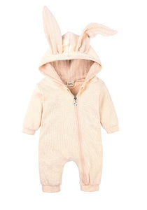 Tops spring and autumn mother baby jumpsuit  with big ear newborn baby clothes  Zipper cute kids clothing