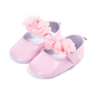 Baby Girl Princess PU Leather Shoes With Flowers Infant Soft Sole First Walkers Spring Summer Bebe Crib Shoes Patent Leather