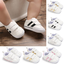 Cargar imagen en el visor de la galería, Fashion Toddler Baby 0-18M Soft Sole Hook Loop Prewalker Sneakers Baby Boy Girl Crib Shoes  Leather Sports Non-slip Walker Shoes
