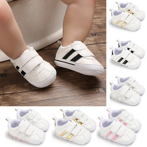 Fashion Toddler Baby 0-18M Soft Sole Hook Loop Prewalker Sneakers Baby Boy Girl Crib Shoes  Leather Sports Non-slip Walker Shoes