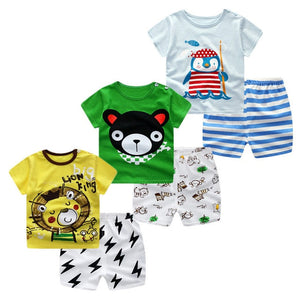 3pcs/lot 2020 Baby Boys Girls Clothing Set Summer Short Sleeve Cartoon Cotton Infant Newborn Clothes Suit Outerwear T-shirts