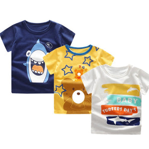 3pcs/lot 2020 Baby Boys Girls Clothing Set Summer Short Sleeve Cartoon Cotton Infant Newborn Clothes Suit Outerwear T-shirts