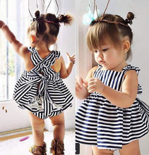 Cargar imagen en el visor de la galería, Backless Dress Bow Cotton Briefs 2Pcs Set Clothing Girl 2016 New Baby Girls Clothes Sets 2pcs Summer Sunsuit Outfit Stripe
