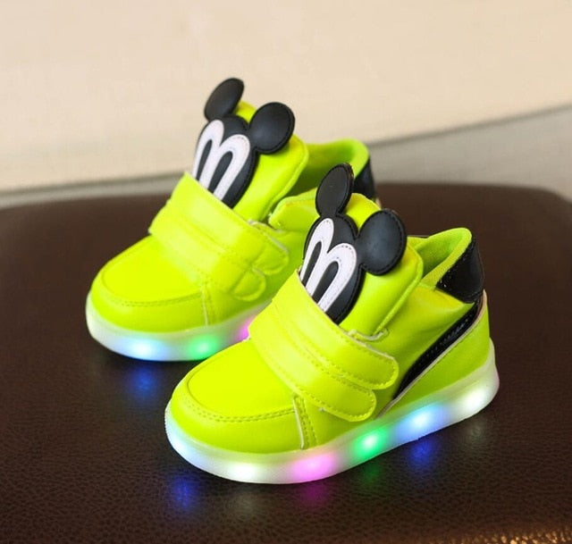 Children Casual Shoes With Light LED Boys Girls Sneakers 2020 Spring Cartoon Mouse Lighted Sport Shoes Fashion Luminous Boots