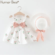 Cargar imagen en el visor de la galería, Humor Bear New Summer Baby Girl Clothes Strap Bow Vest + Floral Shorts + Fashion Hat 3Pcs Set Baby Clothing Suit Girls Clothes
