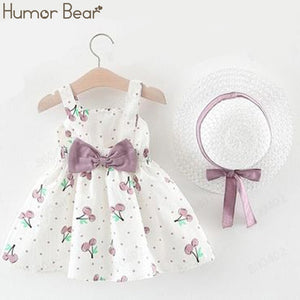 Humor Bear New Summer Baby Girl Clothes Strap Bow Vest + Floral Shorts + Fashion Hat 3Pcs Set Baby Clothing Suit Girls Clothes