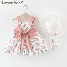 Cargar imagen en el visor de la galería, Humor Bear New Summer Baby Girl Clothes Strap Bow Vest + Floral Shorts + Fashion Hat 3Pcs Set Baby Clothing Suit Girls Clothes
