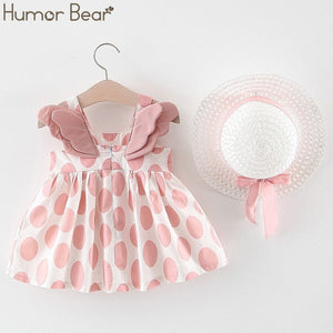 Humor Bear New Summer Baby Girl Clothes Strap Bow Vest + Floral Shorts + Fashion Hat 3Pcs Set Baby Clothing Suit Girls Clothes