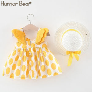 Humor Bear New Summer Baby Girl Clothes Strap Bow Vest + Floral Shorts + Fashion Hat 3Pcs Set Baby Clothing Suit Girls Clothes