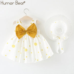 Humor Bear New Summer Baby Girl Clothes Strap Bow Vest + Floral Shorts + Fashion Hat 3Pcs Set Baby Clothing Suit Girls Clothes