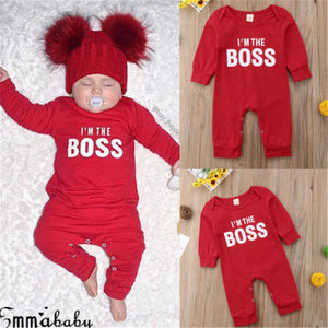 Emmababy Fashion Cute Newborn Baby Child I'm the BOSS Romper Outfits Christmas Clothing Gifts for Boys Girls Clothes Drop Ship