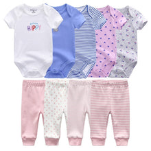 Carregar imagem no visualizador da galeria, Solid Bodysuits+Pants Baby Boy Clothes Clothing Sets 0-12M Baby Boy Girl Clothes Unisex Newborn Baby Cotton Roupa de bebe
