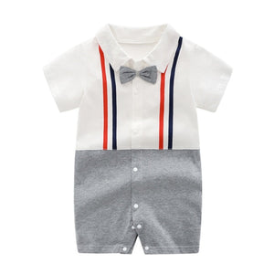 New Born Baby Clothing Summer Gentleman Rompers 0-12M Baby Boys Cotton Jumpsuit Baby Body Clothes Newborn Unisex Thin Costumes