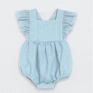 Newborn Baby Girls Rompers Ruffle Linen Cotton Baby Girl Clothes Spring Summer Backcross Jumpsuits Outfits Sunsuit Baby Clothing