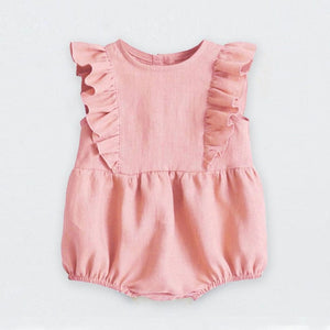 Newborn Baby Girls Rompers Ruffle Linen Cotton Baby Girl Clothes Spring Summer Backcross Jumpsuits Outfits Sunsuit Baby Clothing