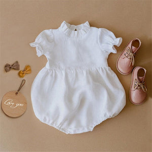 Newborn Baby Girls Rompers Ruffle Linen Cotton Baby Girl Clothes Spring Summer Backcross Jumpsuits Outfits Sunsuit Baby Clothing