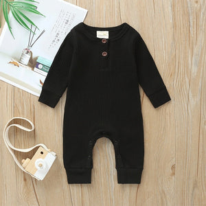 2020 Baby Spring Autumn Clothing Newborn Infant Baby Boy Girl Cotton Romper Knitted Ribbed Jumpsuit Solid Clothes Warm Outfit