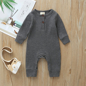 2020 Baby Spring Autumn Clothing Newborn Infant Baby Boy Girl Cotton Romper Knitted Ribbed Jumpsuit Solid Clothes Warm Outfit