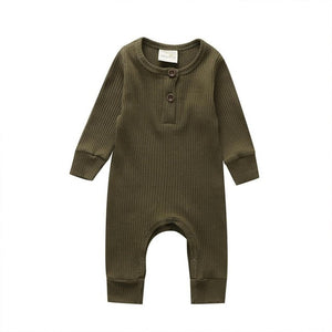 2020 Baby Spring Autumn Clothing Newborn Infant Baby Boy Girl Cotton Romper Knitted Ribbed Jumpsuit Solid Clothes Warm Outfit