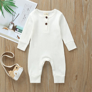 2020 Baby Spring Autumn Clothing Newborn Infant Baby Boy Girl Cotton Romper Knitted Ribbed Jumpsuit Solid Clothes Warm Outfit