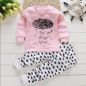 2pcs Autumn Winter Baby Girls Boys Clothes Cartoon Long-Sleeve T-Shirt + Pant Suit Girls Clothing Set Children Clothing