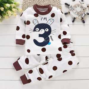 2pcs Autumn Winter Baby Girls Boys Clothes Cartoon Long-Sleeve T-Shirt + Pant Suit Girls Clothing Set Children Clothing