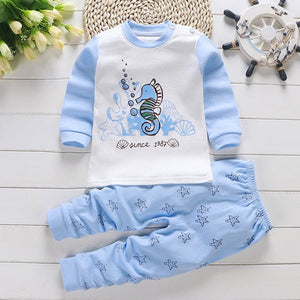 2pcs Autumn Winter Baby Girls Boys Clothes Cartoon Long-Sleeve T-Shirt + Pant Suit Girls Clothing Set Children Clothing