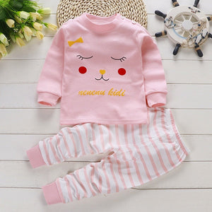 2pcs Autumn Winter Baby Girls Boys Clothes Cartoon Long-Sleeve T-Shirt + Pant Suit Girls Clothing Set Children Clothing