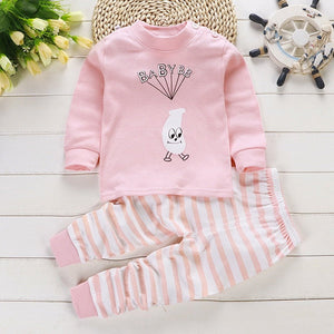 2pcs Autumn Winter Baby Girls Boys Clothes Cartoon Long-Sleeve T-Shirt + Pant Suit Girls Clothing Set Children Clothing