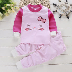 2pcs Autumn Winter Baby Girls Boys Clothes Cartoon Long-Sleeve T-Shirt + Pant Suit Girls Clothing Set Children Clothing