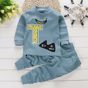 2pcs Autumn Winter Baby Girls Boys Clothes Cartoon Long-Sleeve T-Shirt + Pant Suit Girls Clothing Set Children Clothing