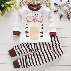 2pcs Autumn Winter Baby Girls Boys Clothes Cartoon Long-Sleeve T-Shirt + Pant Suit Girls Clothing Set Children Clothing