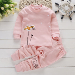 2pcs Autumn Winter Baby Girls Boys Clothes Cartoon Long-Sleeve T-Shirt + Pant Suit Girls Clothing Set Children Clothing