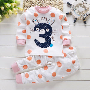 2pcs Autumn Winter Baby Girls Boys Clothes Cartoon Long-Sleeve T-Shirt + Pant Suit Girls Clothing Set Children Clothing