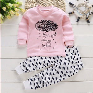 2pcs Autumn Winter Baby Girls Boys Clothes Cartoon Long-Sleeve T-Shirt + Pant Suit Girls Clothing Set Children Clothing