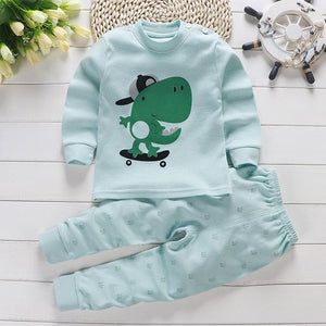 2pcs Autumn Winter Baby Girls Boys Clothes Cartoon Long-Sleeve T-Shirt + Pant Suit Girls Clothing Set Children Clothing