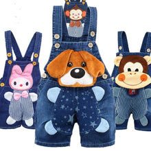 Cargar imagen en el visor de la galería, 1 2 3T Baby Clothing Boys Girls Jeans Overalls Shorts Toddler Infant Denim Rompers Cute Cartoon Bebe Pants Summer Bib Clothes
