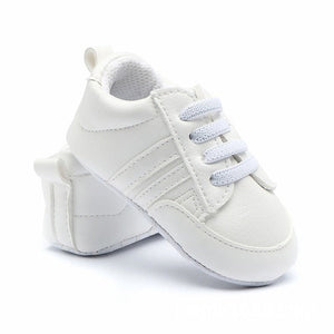 Baby Shoes Pu Leather Shoes Sports Sneakers Newborn Baby Boys Girls Stripe Pattern Shoes Infant Toddler Soft Anti-slip Shoes