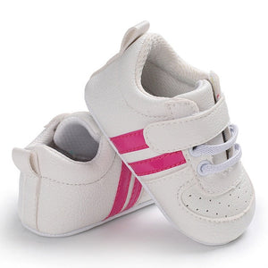 Baby Shoes Pu Leather Shoes Sports Sneakers Newborn Baby Boys Girls Stripe Pattern Shoes Infant Toddler Soft Anti-slip Shoes