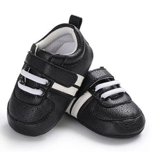 Cargar imagen en el visor de la galería, Baby Shoes Pu Leather Shoes Sports Sneakers Newborn Baby Boys Girls Stripe Pattern Shoes Infant Toddler Soft Anti-slip Shoes
