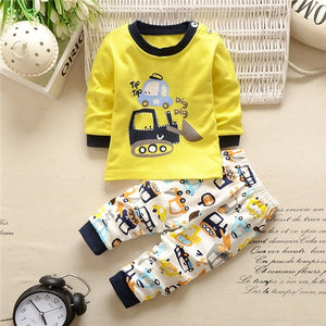 Autumn Winter 2020 Baby Boy Girls Clothes Cotton Girl Clothing Sets Cartoon Long-sleeved T-shirt+Pants Infant Clothes 2pcs Suit