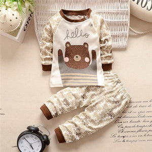 Autumn Winter 2020 Baby Boy Girls Clothes Cotton Girl Clothing Sets Cartoon Long-sleeved T-shirt+Pants Infant Clothes 2pcs Suit