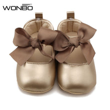 Carregar imagem no visualizador da galeria, WONBO 0-18M Toddler Baby Girl Soft PU Princess Shoes Bow Bandage Infant Prewalker New Born Baby Shoes
