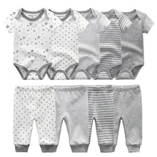 Carregar imagem no visualizador da galeria, Solid Bodysuits+Pants Baby Boy Clothes Clothing Sets 0-12M Baby Boy Girl Clothes Unisex Newborn Baby Cotton Roupa de bebe
