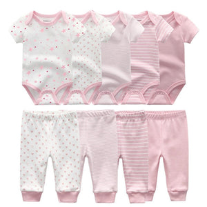 Solid Bodysuits+Pants Baby Boy Clothes Clothing Sets 0-12M Baby Boy Girl Clothes Unisex Newborn Baby Cotton Roupa de bebe