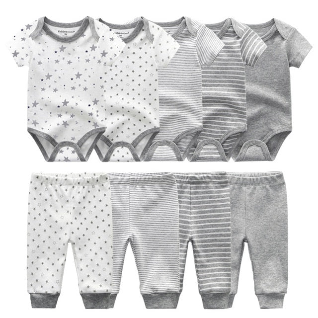 Solid Bodysuits+Pants Baby Boy Clothes Clothing Sets 0-12M Baby Boy Girl Clothes Unisex Newborn Baby Cotton Roupa de bebe