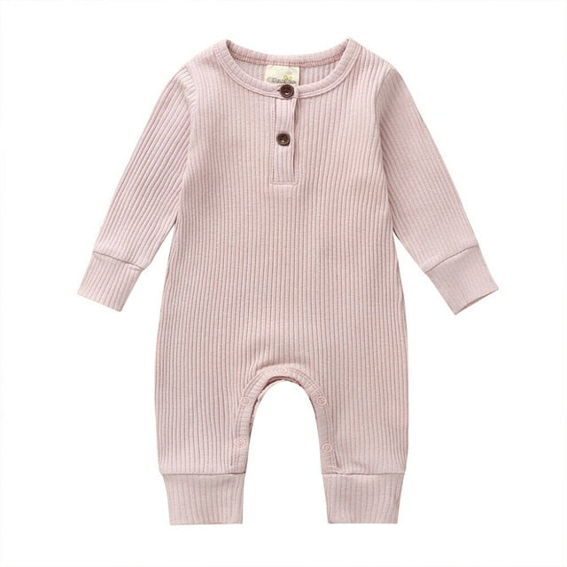 2019 Baby Spring Autumn Clothing Newborn Infant Baby Boy Girl Cotton Romper Knitted Ribbed Jumpsuit Solid Clothes Warm Outfit